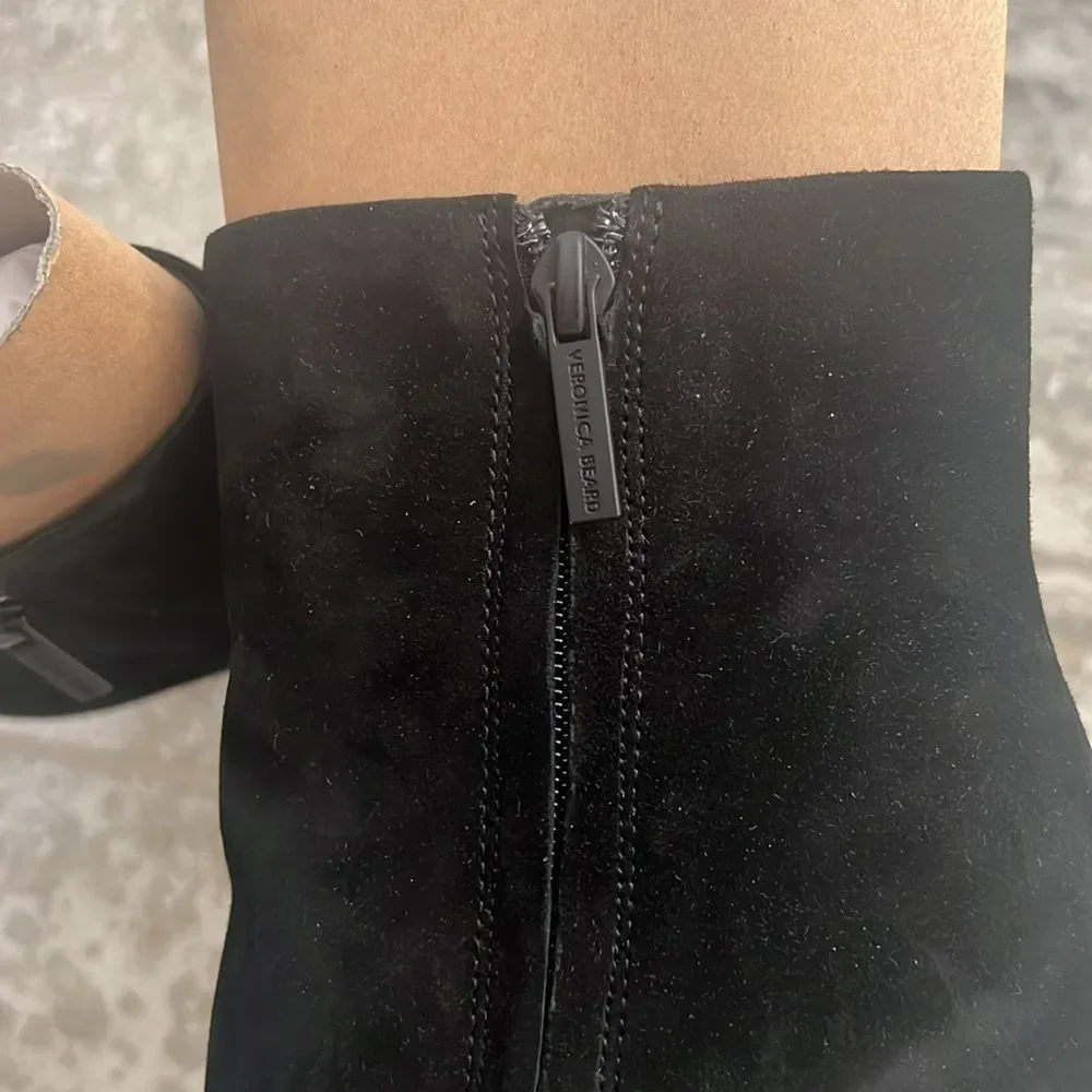 Veronica Beard Dali Suede Platform Ankle Boots, Black, New, Size 8 - Picture 11 of 16